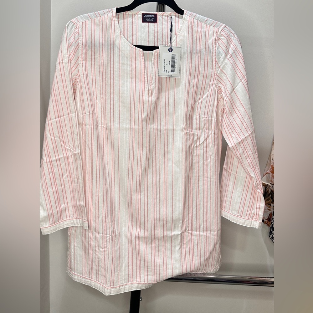 UNTUCKit Blouse, Pink and White Cotton, Size 2 and 6